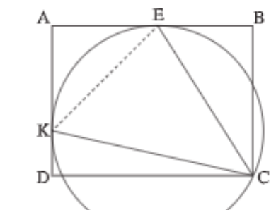 סרטוט שאלה 5: המלבן ABCD והמעגל המשיק לצלעות AB ו־AD