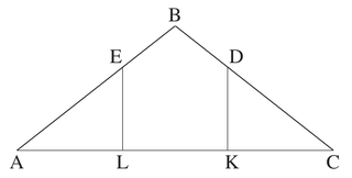 סרטוט שאלה 4: המשולש ABC והאנכים DK ו־EL