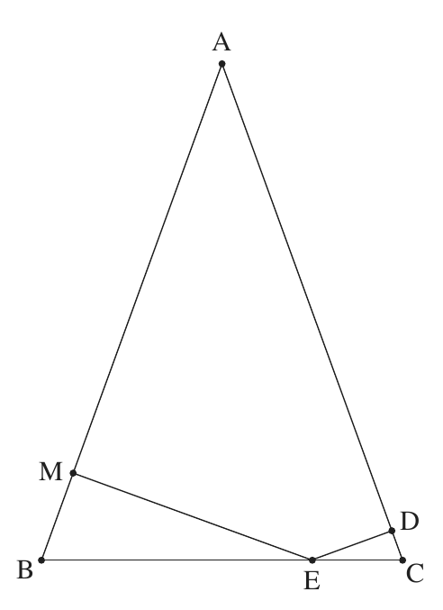 סרטוט שאלה 5 בשאלון: משולש שווה שוקיים ABC