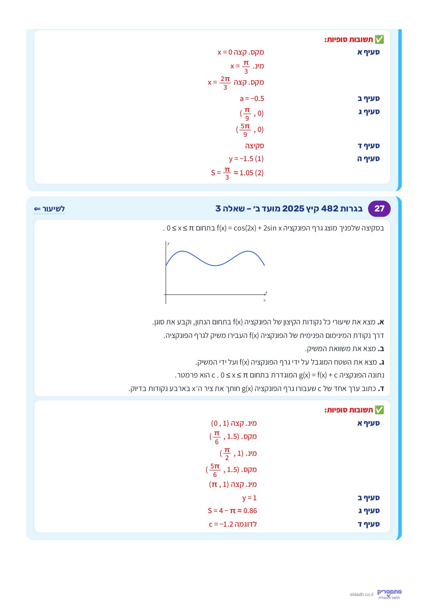 חוברת הקורס – חקירת פונקציות טריגונומטריות שאלון 571 – עמוד 13