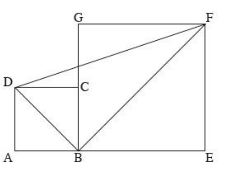 שני ריבועים ABCD ו־BEFG והקטעים DB, BF, DF
