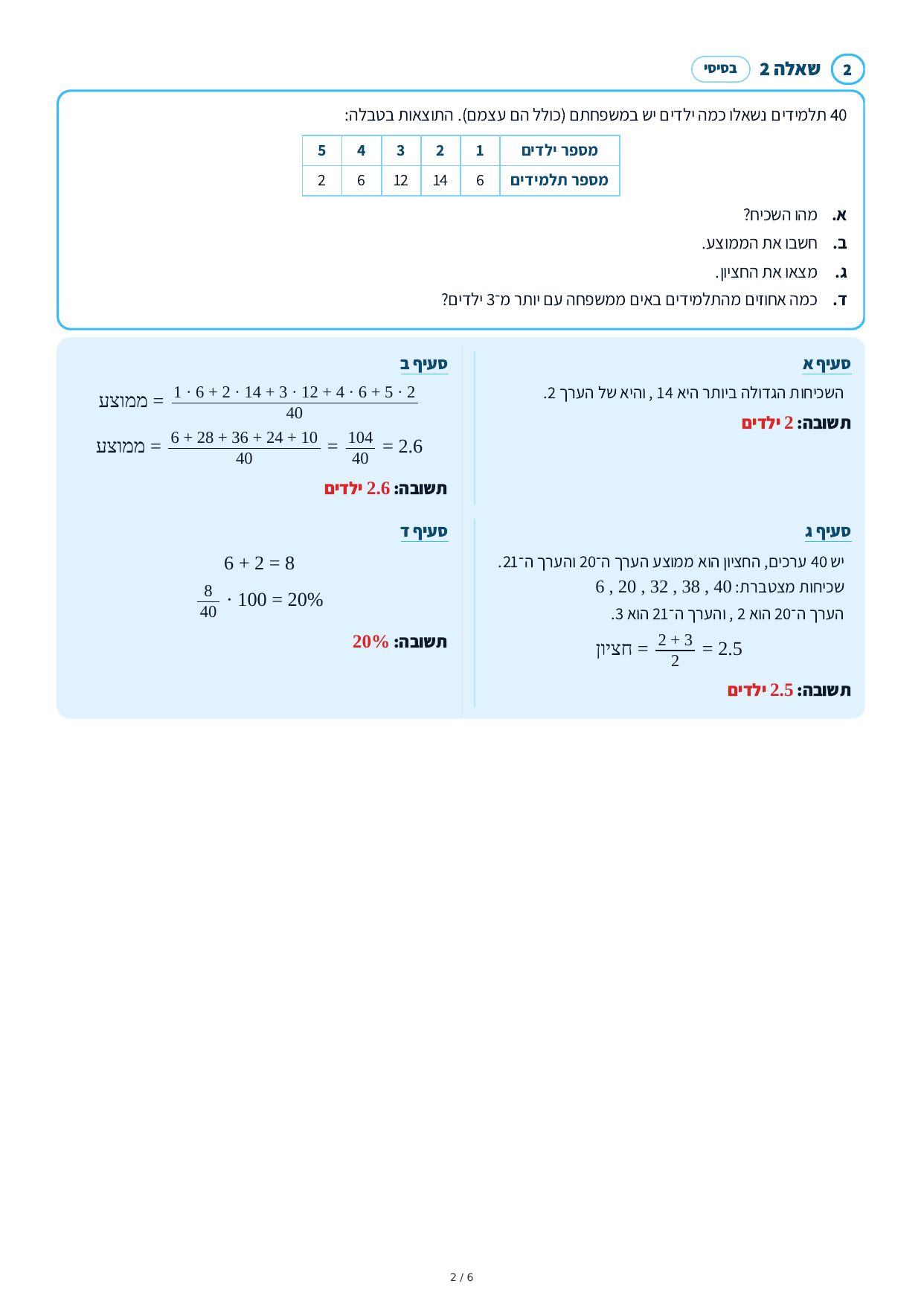 פתרונות מלאים – סטטיסטיקה – עמוד 2