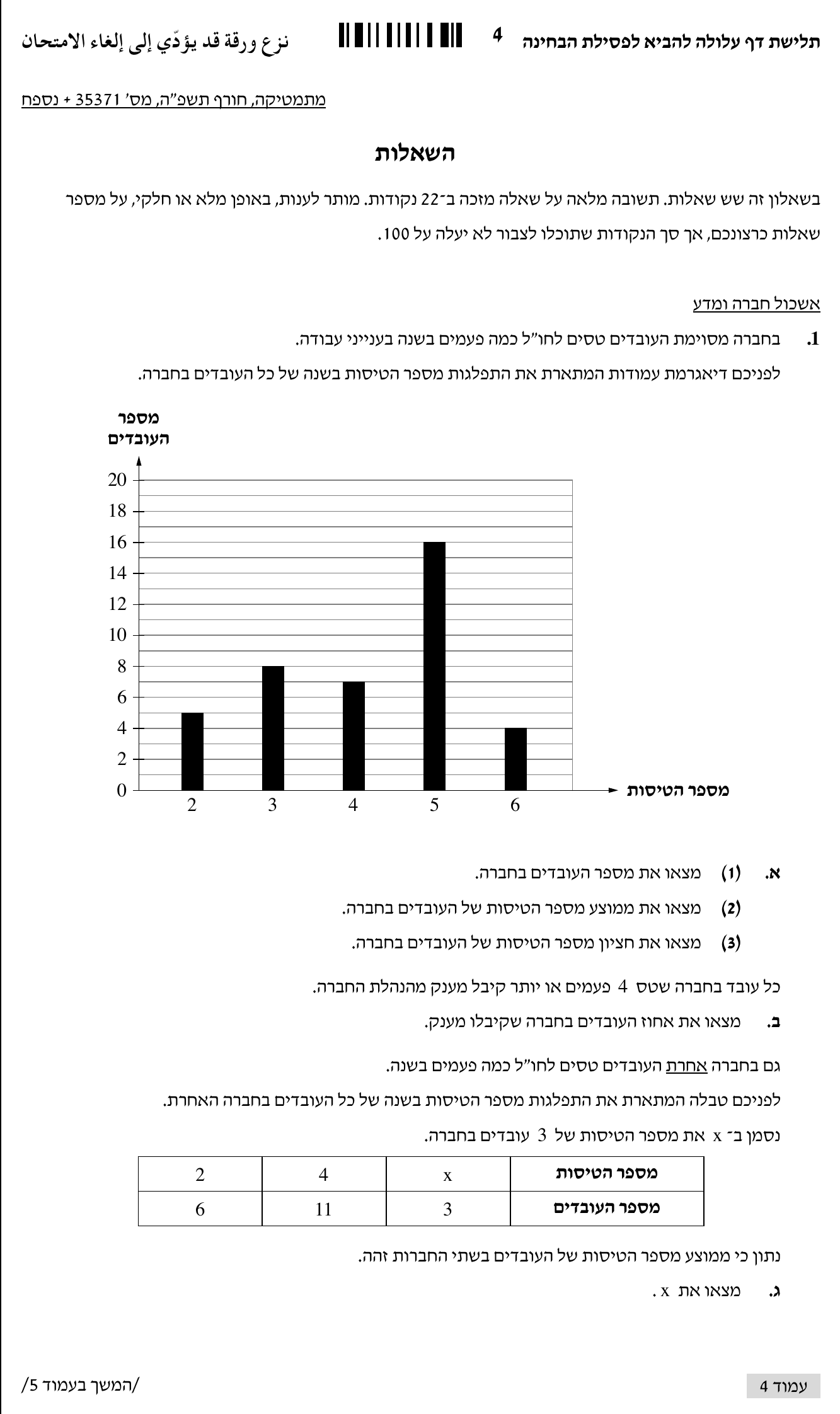 טופס הבחינה – שאלון 371 – חורף 2025 – עמוד 4